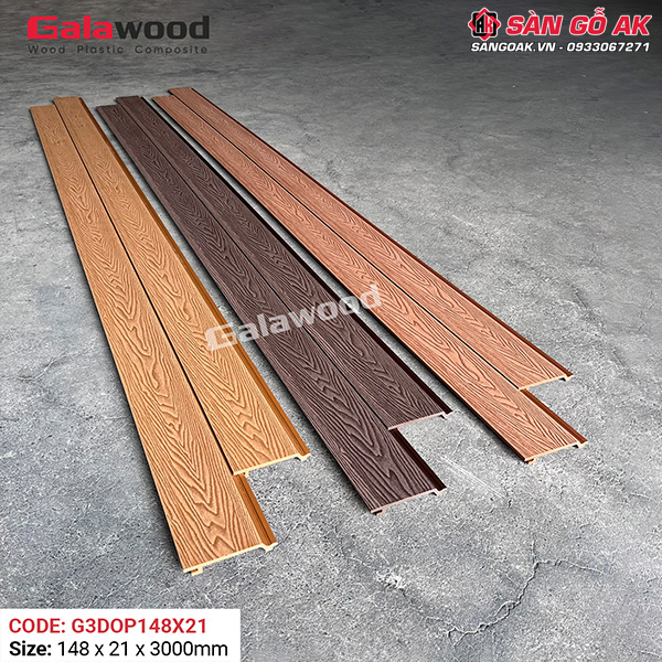 Tấm ốp gỗ nhựa ngoài trời Galawood G3DOP148X21 Wood vân gỗ 3D
